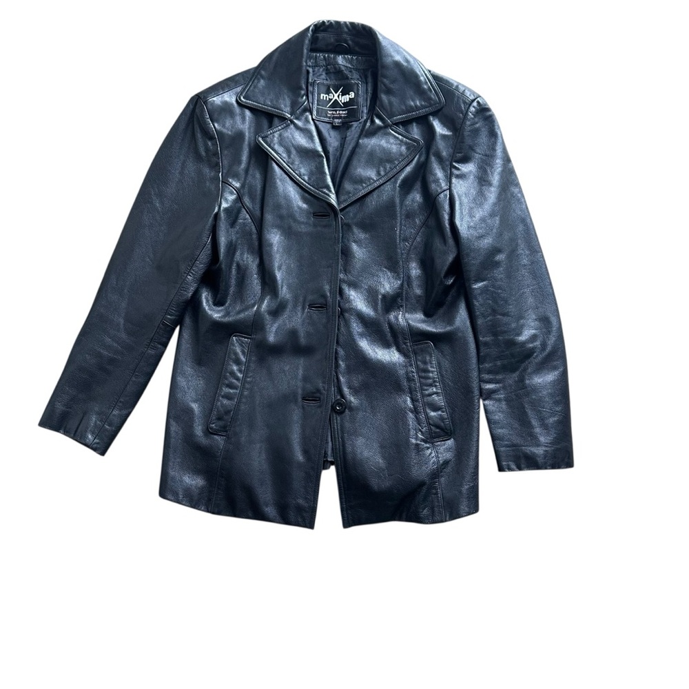 Maxima by Wilsons Leather Black Leather Jacket – Women’s Size L‎ – Classic Coat